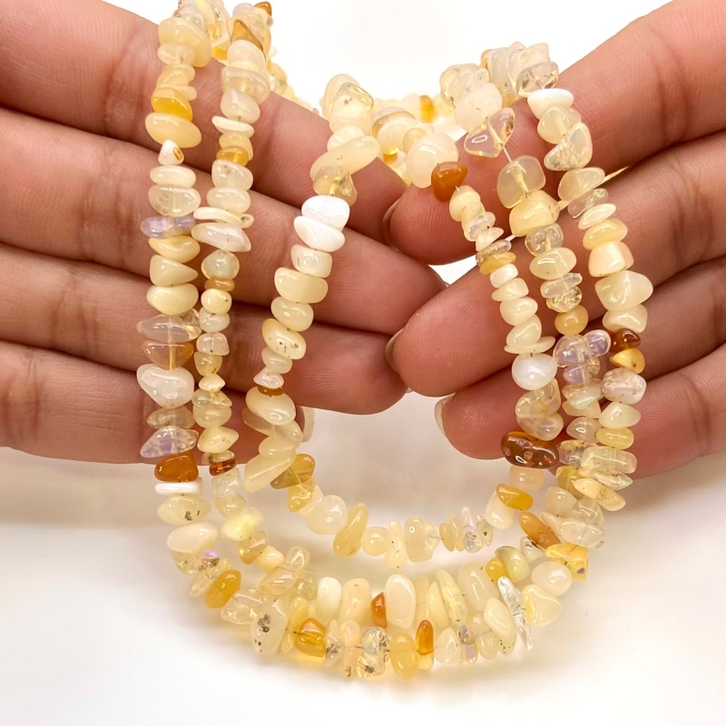 Ethiopian Opal 4-6mm Smooth Un-Cut Shape AA+ Grade Gemstone Beads Lot - Total 3 Strands of 16 Inch.