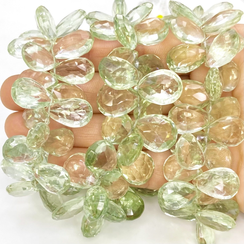 Green Amethyst 13-18mm Briolette Pear Shape AA Grade Gemstone Beads Strand - Total 1 Strand of 8 Inch.