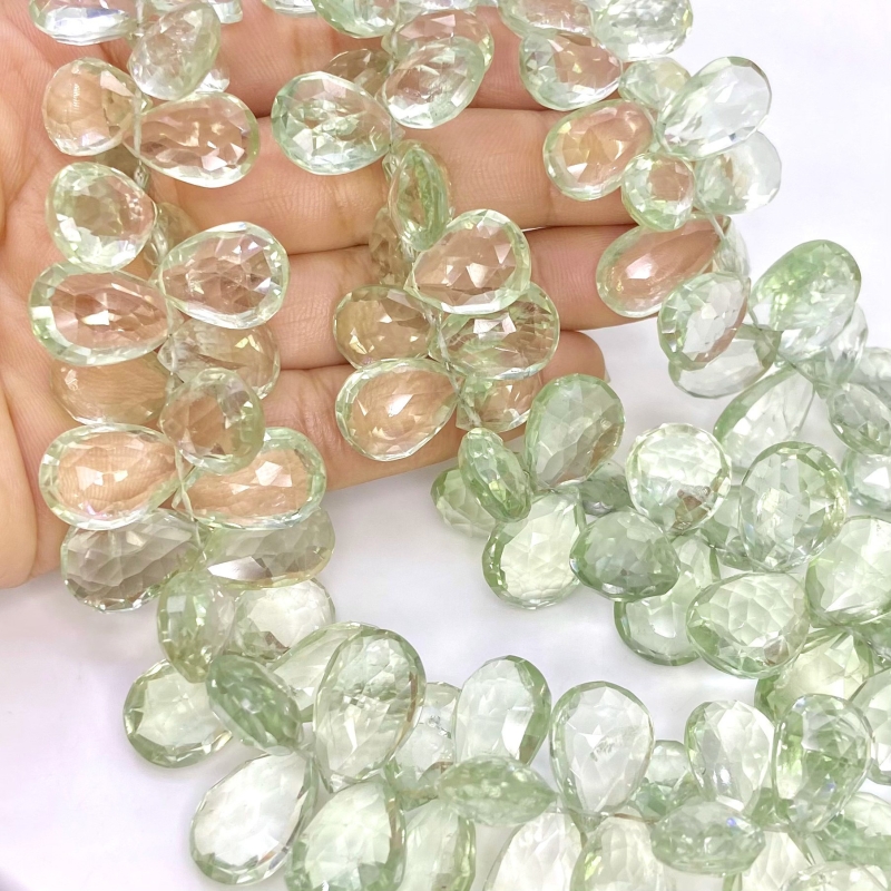 Green Amethyst 13-18mm Briolette Pear Shape AA Grade Gemstone Beads Strand - Total 1 Strand of 8 Inch.