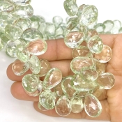 Green Amethyst 13-18mm Briolette Pear Shape AA Grade Gemstone Beads Strand - Total 1 Strand of 8 Inch.