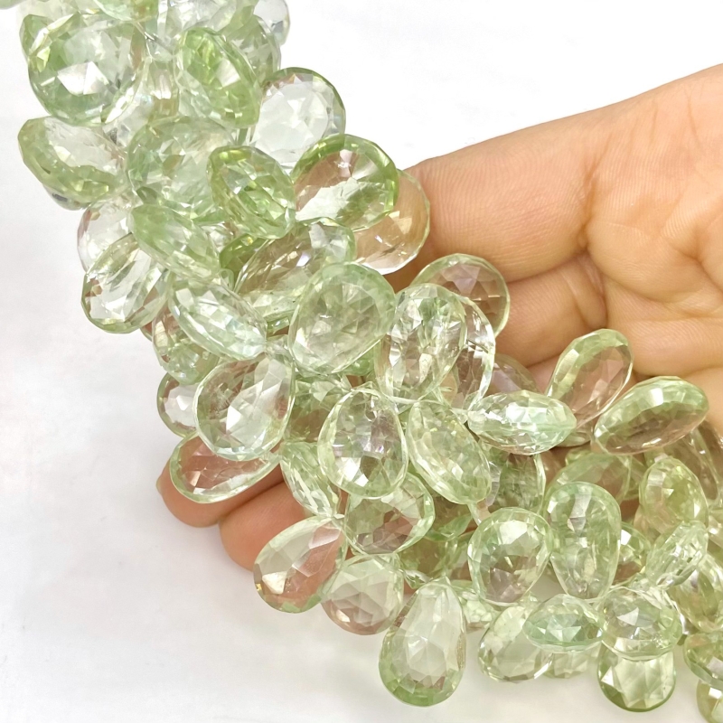 Green Amethyst 13-18mm Briolette Pear Shape AA Grade Gemstone Beads Strand - Total 1 Strand of 8 Inch.