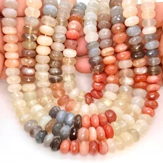 Multi Moonstone 10-10.5mm Faceted Rondelle Shape AA Grade Gemstone Beads Strand - Total 1 Strand of 17 Inch.