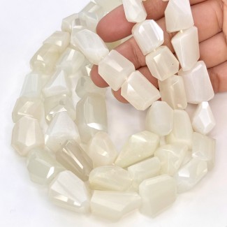 White Moonstone 15-20mm Step Cut Nugget Shape AAA Grade Gemstone Beads Strand - Total 1 Strand of 18 Inch.