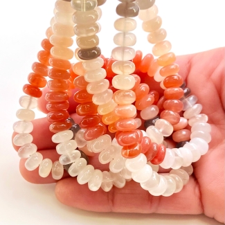 Multi Moonstone 8mm Smooth Rondelle Shape AAA Grade Gemstone Beads Strand - Total 1 Strand of 12 Inch.