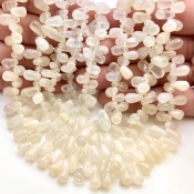 White Moonstone 8-13mm Smooth Drop Shape A Grade Gemstone Beads Lot - Total 9 Strands of 14 Inch.