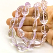 Pink Amethyst 12-25mm Smooth Nugget Shape A Grade Gemstone Beads Strand - Total 1 Strand of 17 Inch.