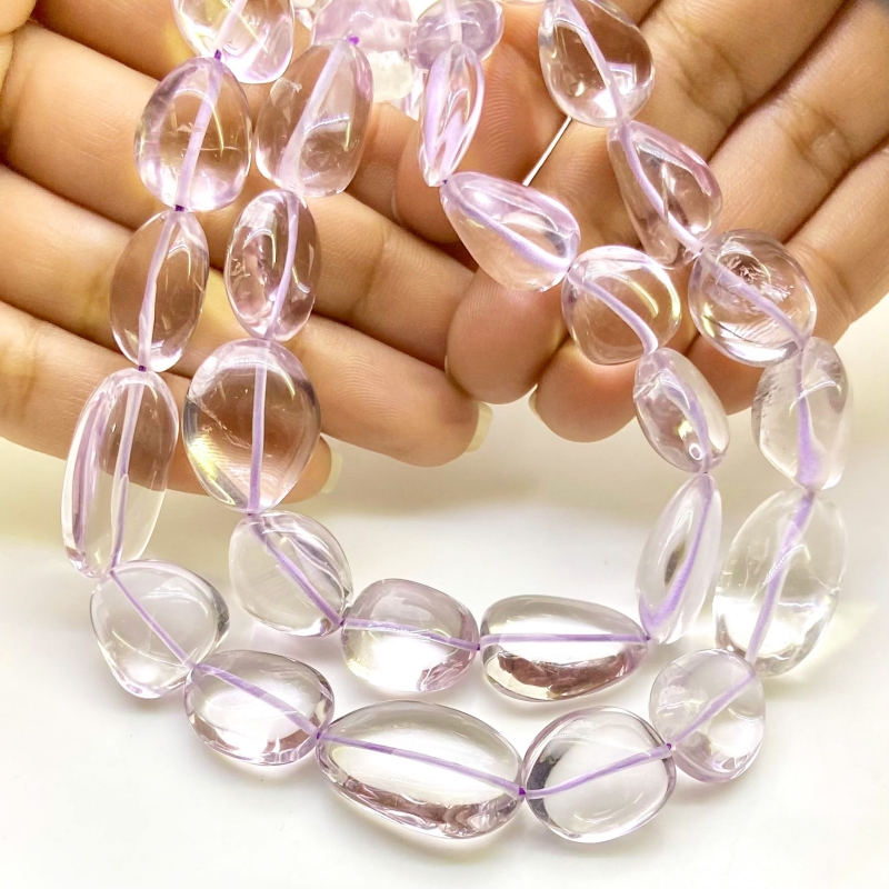 Pink Amethyst 12-25mm Smooth Nugget Shape A Grade Gemstone Beads Strand - Total 1 Strand of 17 Inch.