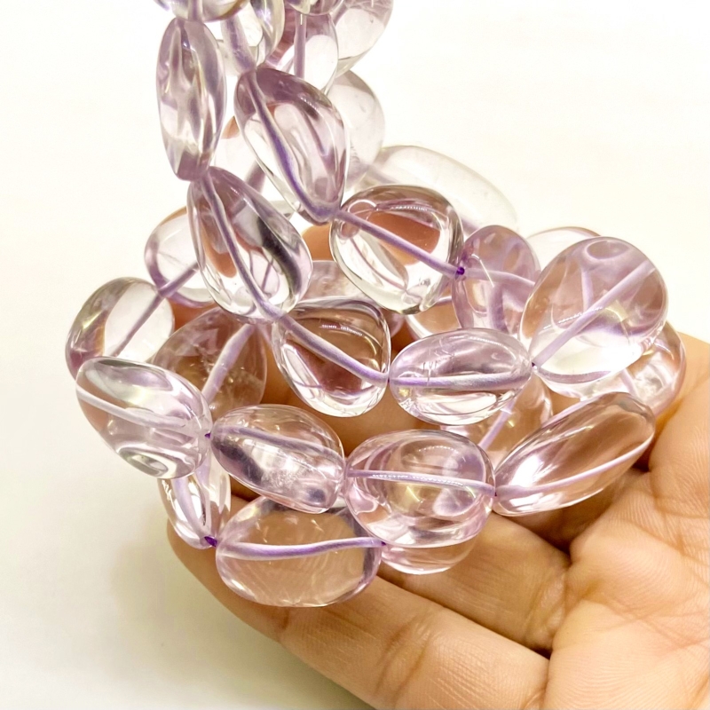 Pink Amethyst 12-25mm Smooth Nugget Shape A Grade Gemstone Beads Strand - Total 1 Strand of 17 Inch.