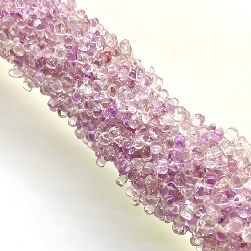 Pink Amethyst 6-8mm Smooth Drop Shape B Grade Gemstone Beads Strand - Total 1 Strand of 14 Inch.