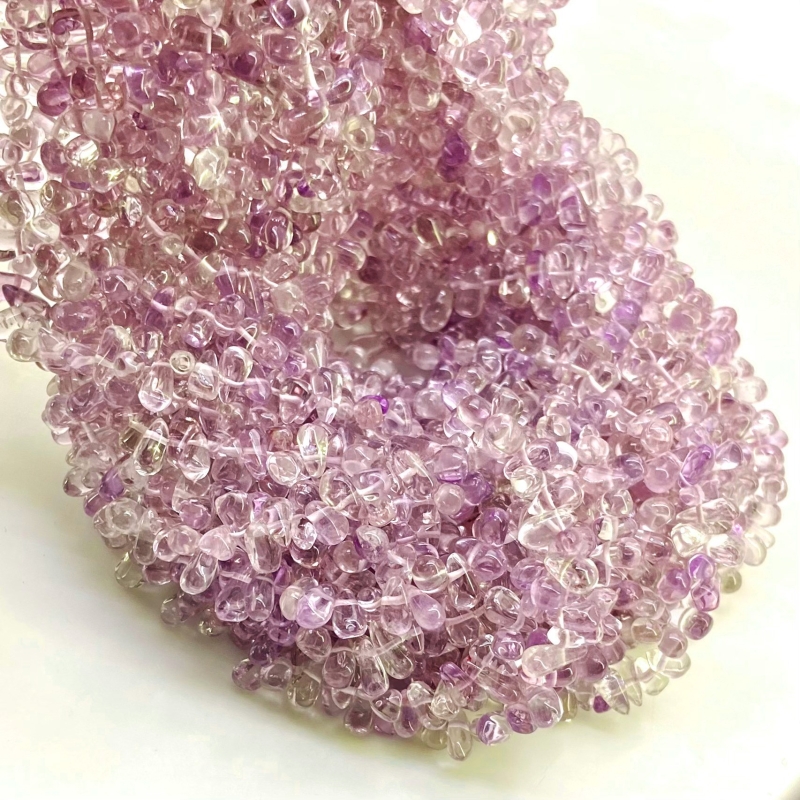 Pink Amethyst 6-8mm Smooth Drop Shape B Grade Gemstone Beads Strand - Total 1 Strand of 14 Inch.