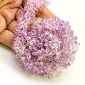 Pink Amethyst 6-8mm Smooth Drop Shape B Grade Gemstone Beads Strand - Total 1 Strand of 14 Inch.