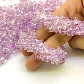 Pink Amethyst 6-8mm Smooth Drop Shape B Grade Gemstone Beads Strand - Total 1 Strand of 14 Inch.