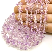 Pink Amethyst 6-8mm Smooth Drop Shape B Grade Gemstone Beads Strand - Total 1 Strand of 14 Inch.