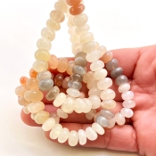 Multi Moonstone 7-10mm Smooth Rondelle Shape AA Grade Gemstone Beads Strand - Total 1 Strand of 18 Inch.