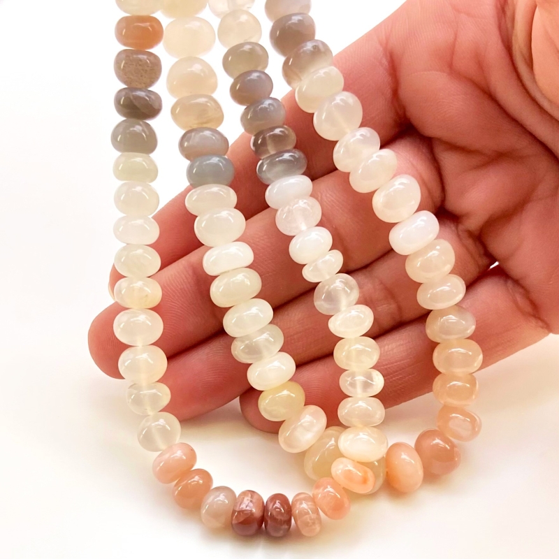 Multi Moonstone 7-10mm Smooth Rondelle Shape AA Grade Gemstone Beads Strand - Total 1 Strand of 18 Inch.
