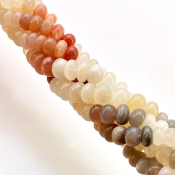 Multi Moonstone 7-10mm Smooth Rondelle Shape AA Grade Gemstone Beads Strand - Total 1 Strand of 18 Inch.