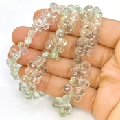 Green Amethyst 5-10mm Briolette Drop Shape AA Grade Gemstone Beads Lot - Total 3 Strands of 8 Inch.