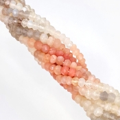Multi Moonstone 4-5mm Faceted Rondelle Shape AA Grade Gemstone Beads Strand - Total 1 Strand of 13 Inch.