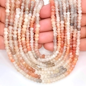 Multi Moonstone 4-5mm Faceted Rondelle Shape AA Grade Gemstone Beads Strand - Total 1 Strand of 13 Inch.