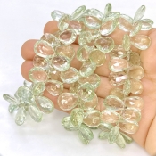Green Amethyst 11-14mm Briolette Pear Shape AA Grade Gemstone Beads Strand - Total 1 Strand of 8 Inch.