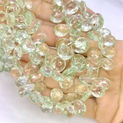 Green Amethyst 11-14mm Briolette Pear Shape AA Grade Gemstone Beads Strand - Total 1 Strand of 8 Inch.