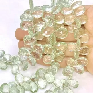 Green Amethyst 11-14mm Briolette Pear Shape AA Grade Gemstone Beads Strand - Total 1 Strand of 8 Inch.