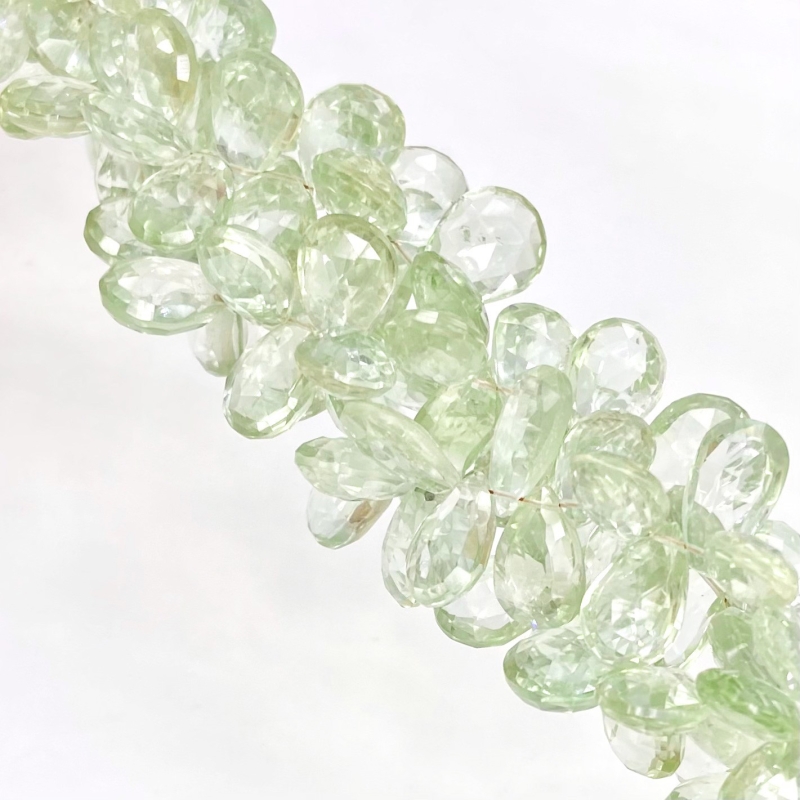 Green Amethyst 11-14mm Briolette Pear Shape AA Grade Gemstone Beads Strand - Total 1 Strand of 8 Inch.