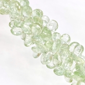 Green Amethyst 11-14mm Briolette Pear Shape AA Grade Gemstone Beads Strand - Total 1 Strand of 8 Inch.