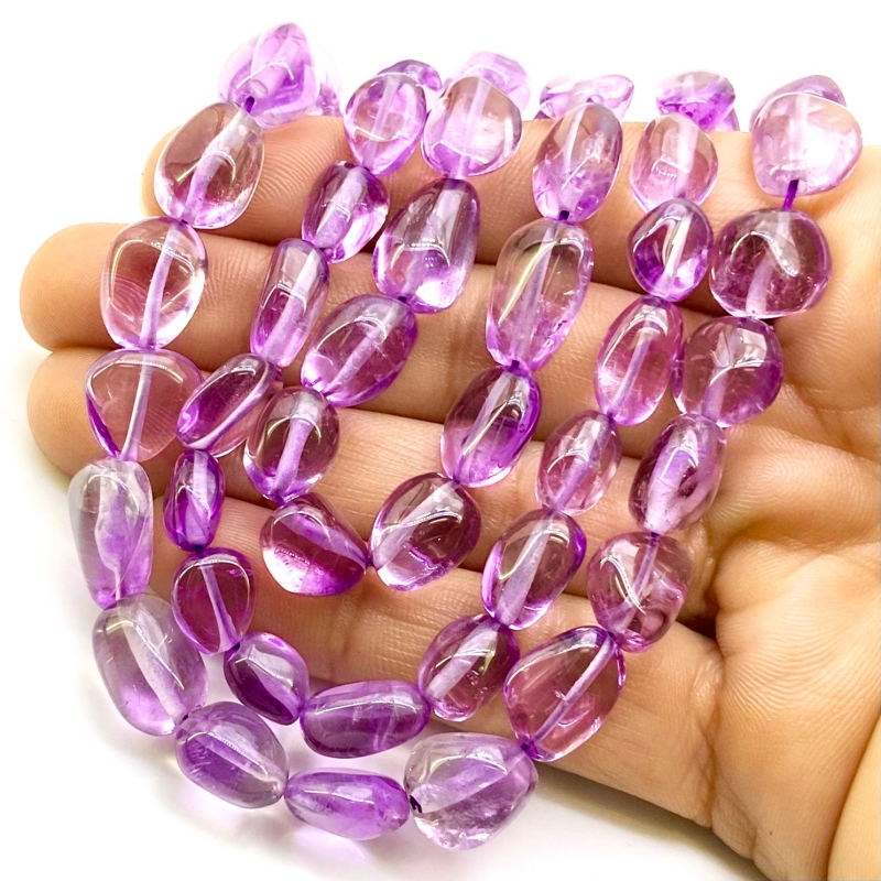 Brazilian Amethyst 10-13mm Smooth Nugget Shape AA Grade Gemstone Beads Lot - Total 3 Strands of 16 Inch.