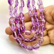 Brazilian Amethyst 10-13mm Smooth Nugget Shape AA Grade Gemstone Beads Lot - Total 3 Strands of 16 Inch.