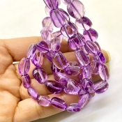 Brazilian Amethyst 10-13mm Smooth Nugget Shape AA Grade Gemstone Beads Lot - Total 3 Strands of 16 Inch.