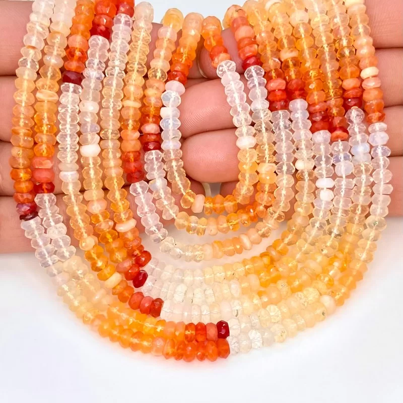 Fire Opal 5-5.5mm Faceted Rondelle Shape AA+ Grade Gemstone Beads Strand - Total 1 Strand of 13 Inch.