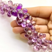 Brazilian Amethyst 9-17mm Smooth Drop Shape AA+ Grade Gemstone Beads Lot - Total 3 Strands of 8 Inch.