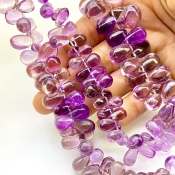Brazilian Amethyst 9-17mm Smooth Drop Shape AA+ Grade Gemstone Beads Lot - Total 3 Strands of 8 Inch.