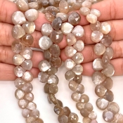Grey Moonstone 6-10mm Briolette Heart Shape AA+ Grade Gemstone Beads Lot - Total 8 Strands of 8 Inch.