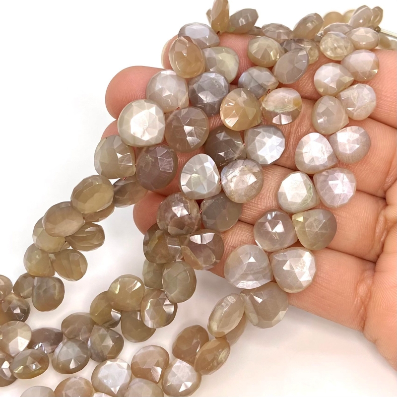 Grey Moonstone 6-10mm Briolette Heart Shape AA+ Grade Gemstone Beads Lot - Total 8 Strands of 8 Inch.