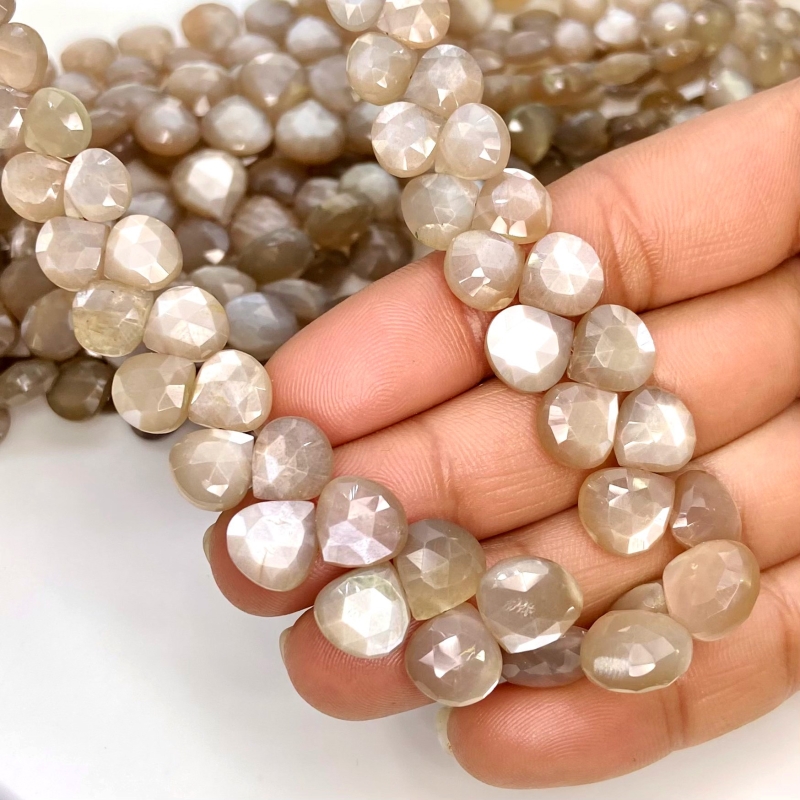 Grey Moonstone 6-10mm Briolette Heart Shape AA+ Grade Gemstone Beads Lot - Total 8 Strands of 8 Inch.