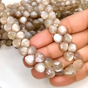 Grey Moonstone 6-10mm Briolette Heart Shape AA+ Grade Gemstone Beads Lot - Total 8 Strands of 8 Inch.