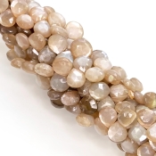 Grey Moonstone 6-10mm Briolette Heart Shape AA+ Grade Gemstone Beads Lot - Total 8 Strands of 8 Inch.