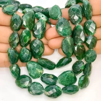 Green Aventurine 15-20mm Faceted Nugget Shape A Grade Gemstone Beads Strand - Total 1 Strand of 13 Inch.