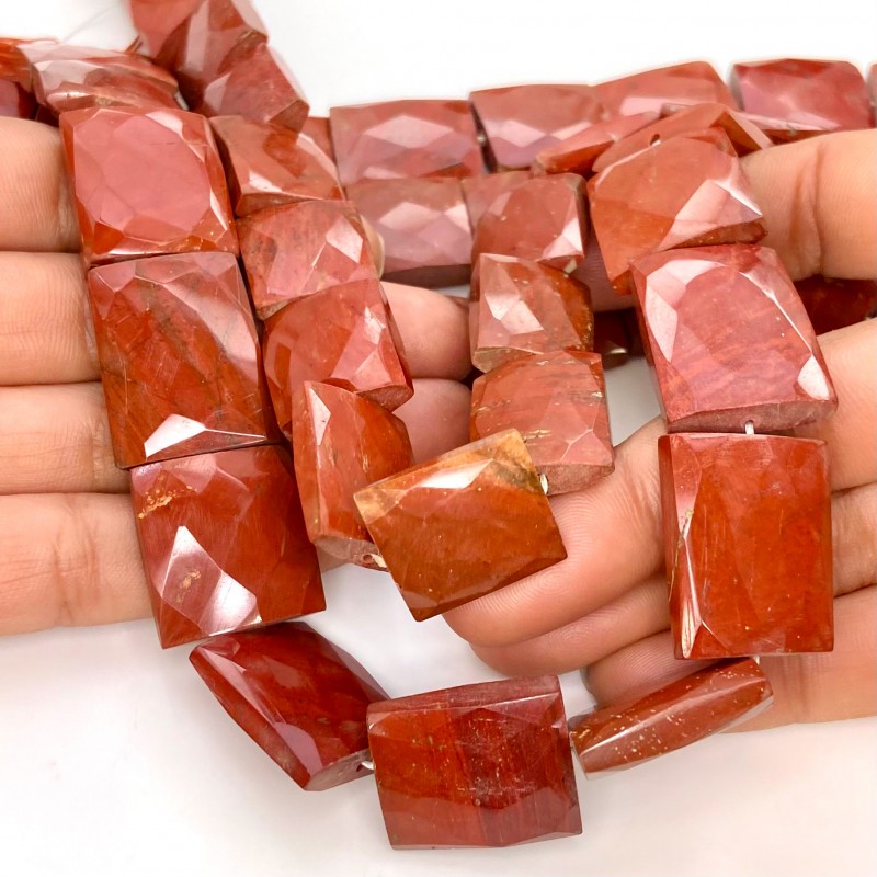 Red Jasper 20-25mm Faceted Chicklet Shape AA Grade Gemstone Beads Strand - Total 1 Strand of 16 Inch.