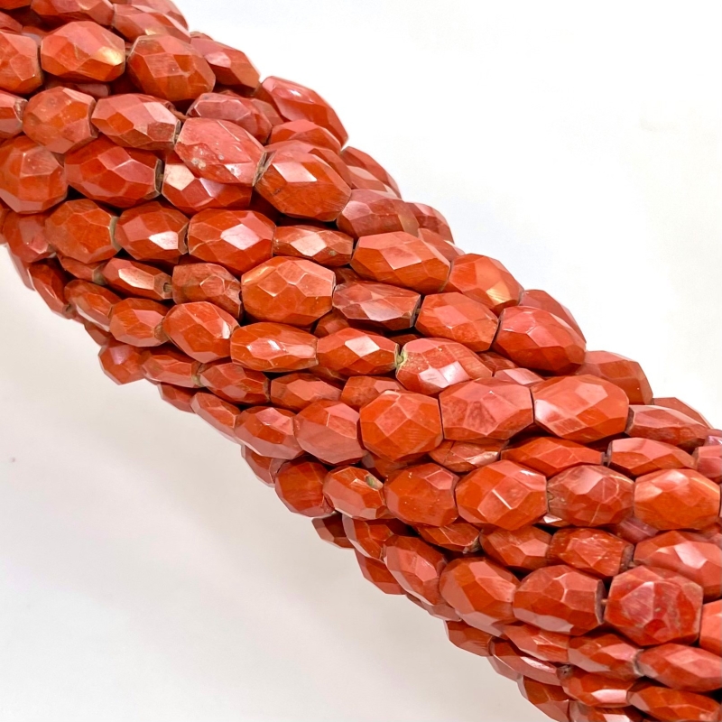 Red Jasper 7-10mm Faceted Oval Shape AA Grade Gemstone Beads Strand - Total 1 Strand of 14 Inch.