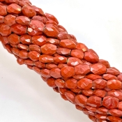 Red Jasper 7-10mm Faceted Oval Shape AA Grade Gemstone Beads Strand - Total 1 Strand of 14 Inch.