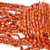 Red Jasper 7-10mm Faceted Oval Shape AA Grade Gemstone Beads Strand - Total 1 Strand of 14 Inch.