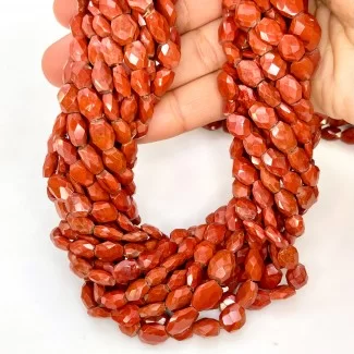 Red Jasper 7-10mm Faceted Oval Shape AA Grade Gemstone Beads Strand - Total 1 Strand of 14 Inch.