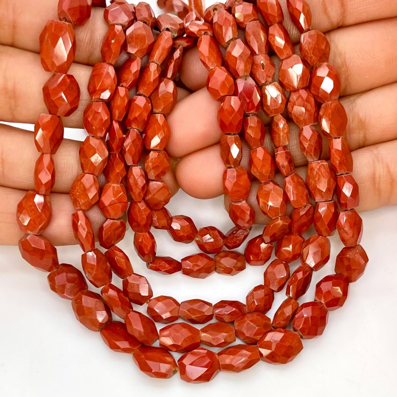 Red Jasper 7-10mm Faceted Oval Shape AA Grade Gemstone Beads Strand - Total 1 Strand of 14 Inch.