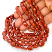 Red Jasper 7-10mm Faceted Oval Shape AA Grade Gemstone Beads Strand - Total 1 Strand of 14 Inch.