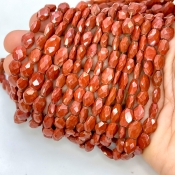 Red Jasper 7-10mm Faceted Oval Shape AA Grade Gemstone Beads Strand - Total 1 Strand of 14 Inch.