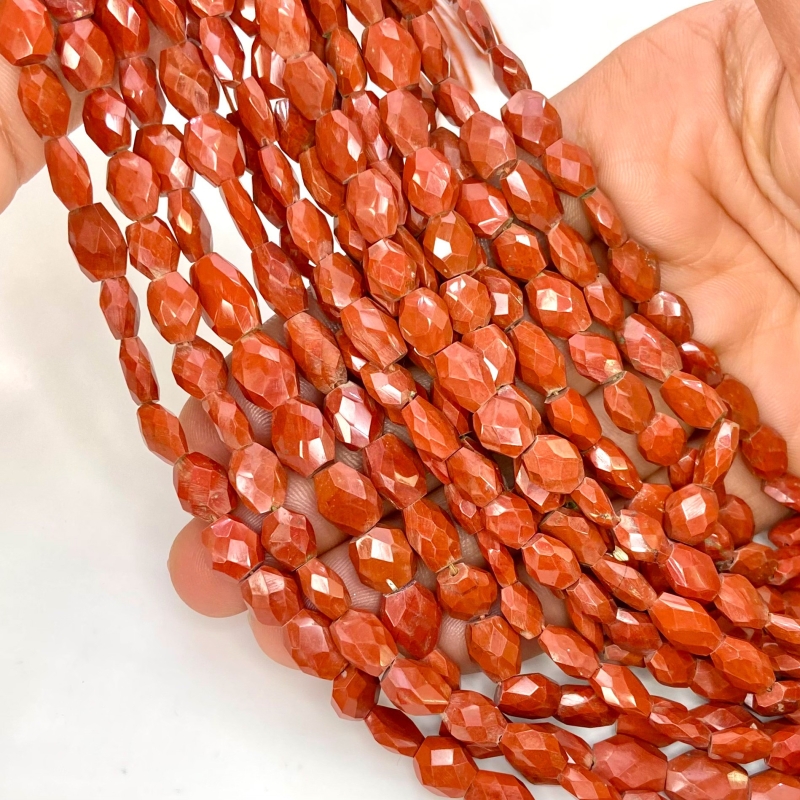 Red Jasper 7-10mm Faceted Oval Shape AA Grade Gemstone Beads Strand - Total 1 Strand of 14 Inch.