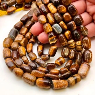 Tiger Eye 10-18mm Smooth Nugget Shape A Grade Gemstone Beads Strand - Total 1 Strand of 15 Inch.